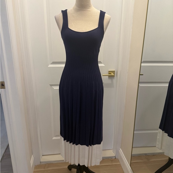 STAUD KNIT DRESS MEDIUM NAVY BLUE KNIT MIDI DRESS - Picture 4 of 12